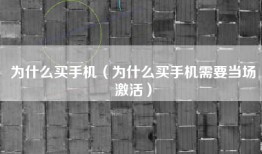 为什么买手机（为什么买手机需要当场激活）