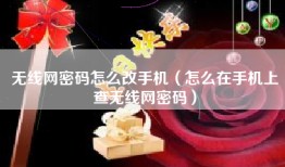 无线网密码怎么改手机（怎么在手机上查无线网密码）