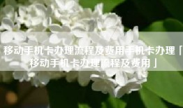 移动手机卡办理流程及费用手机卡办理「移动手机卡办理流程及费用」