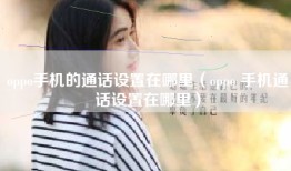 oppo手机的通话设置在哪里（oppo 手机通话设置在哪里）