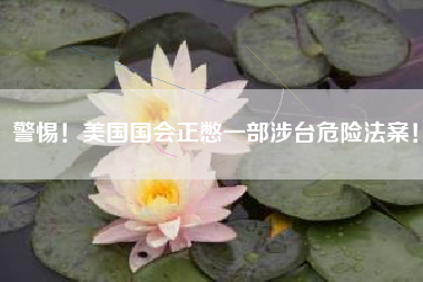警惕！美国国会正憋一部涉台危险法案！