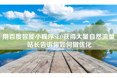 用百度智能小程序SEO获得大量自然流量 站长告诉你如何做优化