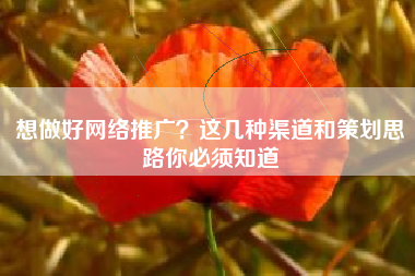 想做好网络推广？这几种渠道和策划思路你必须知道