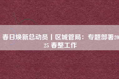 春日焕新总动员丨区城管局：专题部署2025 春整工作